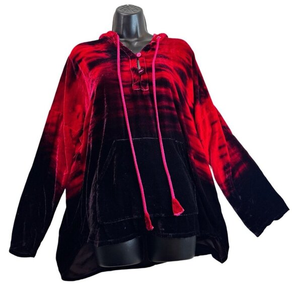 Johnny Was Ombré Velvet Pullover Hoodie, Size Small, Casual Designer Oversized - Picture 1 of 5